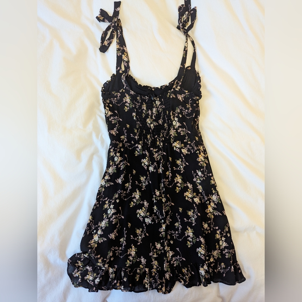 Reformation Christine Black Floral Mini Dress - Picture 4 of 8
